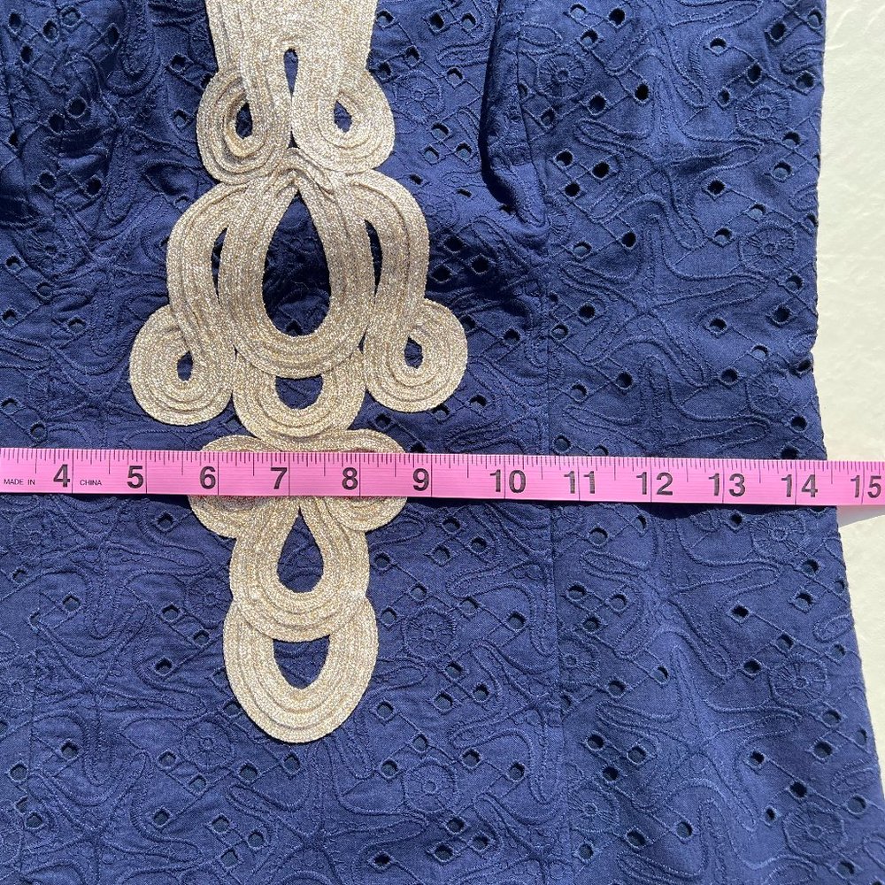 Stunning Lilly Pulitzer Starfish Eyelet True Navy Emery Shift Dress NWT Size 0 - Picture 6 of 10